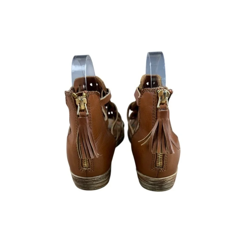 OTBT‎ Bonita Metallic Gladiator Sandals Brown Gold Back Zip Boho Size 7.5